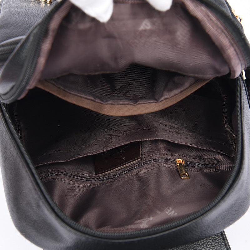 Women's Soft Leather Lychee Pattern Large Capacity Backpacks