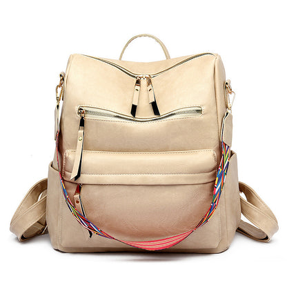 Women's Vintage Korean Fashionable Soft Leather Large Backpacks