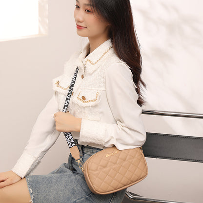 Women's Fashion Rhombus Embroidered Strap Letter Printing Crossbody Bags