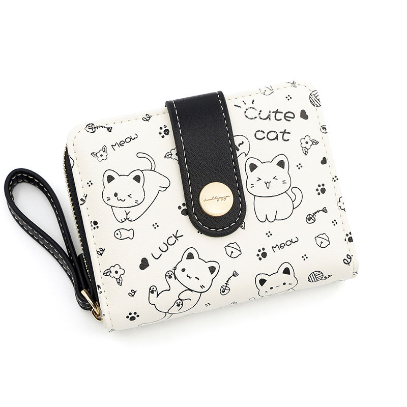 Women's Simple Cute Kitten Style Pocket Portable Ladies Wallets