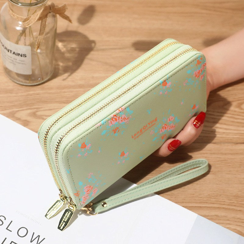 Women's Wild Double Zipper Korean Style Flower Ladies Wallets