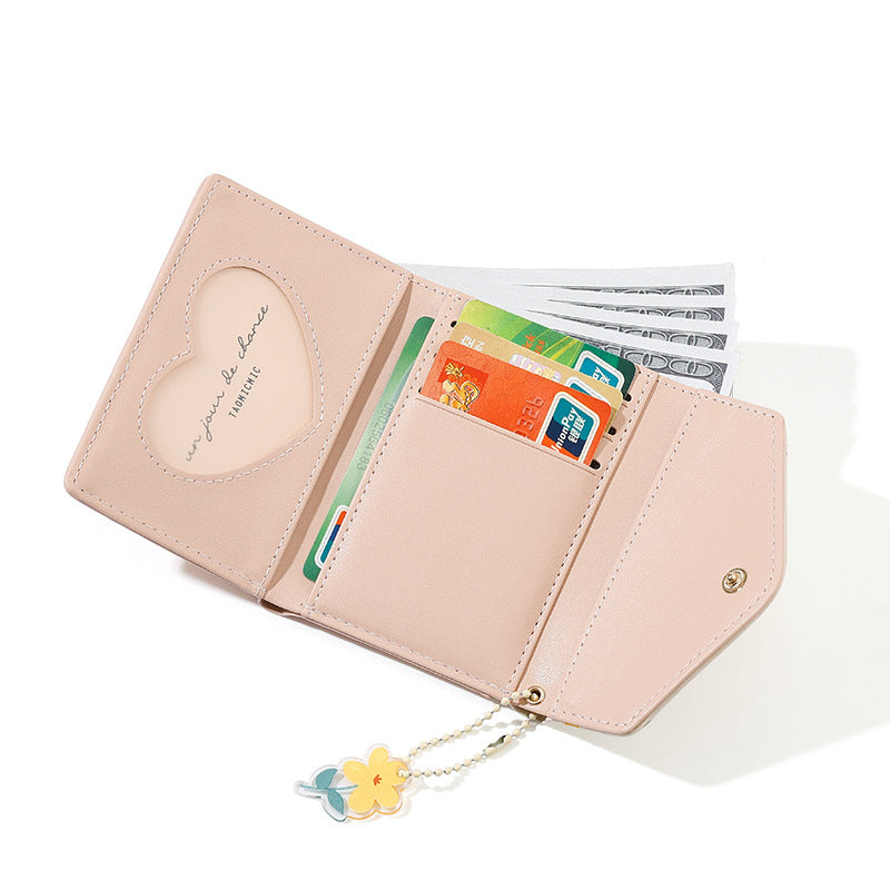 Women's Simple Short Tri Fold Cute Envelope Ladies Wallets