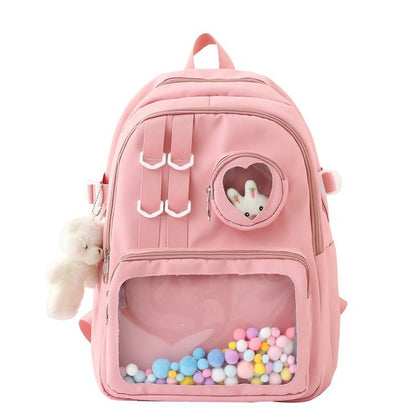 Women's Style High Transparent Bar Badge Cartoon Backpacks