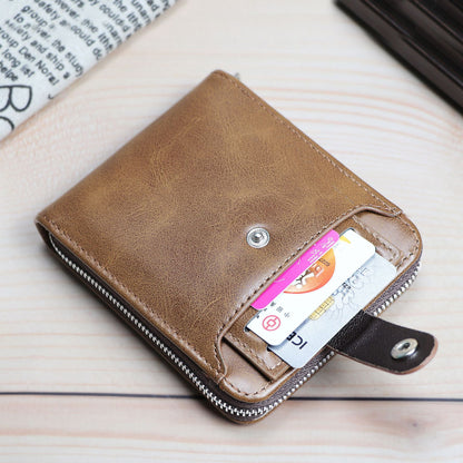 Men's Short Multiple Slots Zipper Fashion External Men's Wallets