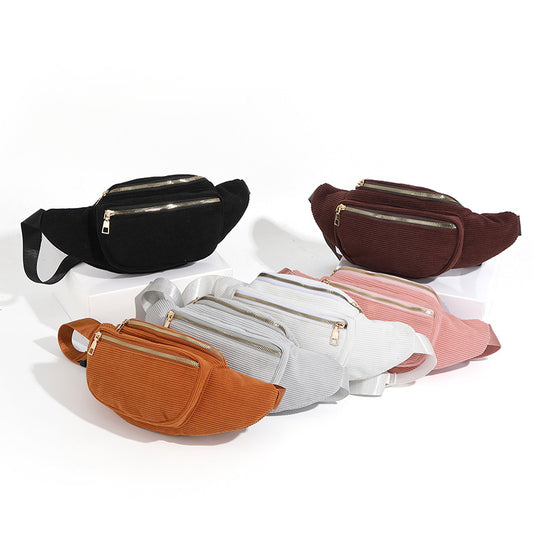 Women's Glamorous Fashion Corduroy Canvas Multifunctional Waist Packs