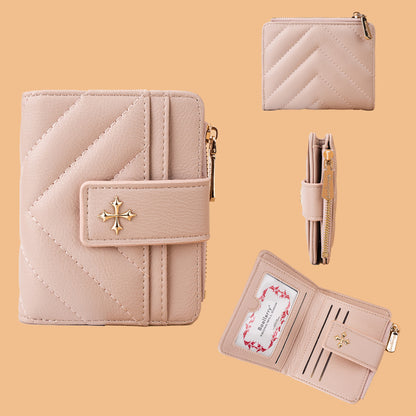 Women's Short Cruciate Flower Simple Hasp Zipper Ladies Wallets