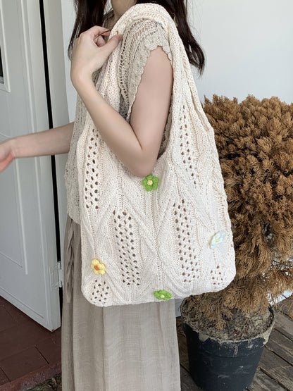 Women's Wool Knitted Woven Flower Minority High-grade Bags