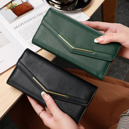 Women's Stitching Fashion Leather Korean Style Oil Ladies Wallets