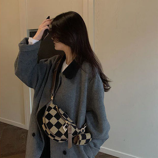 Western Style Chessboard Plaid Fashion Dumpling Crossbody Bags