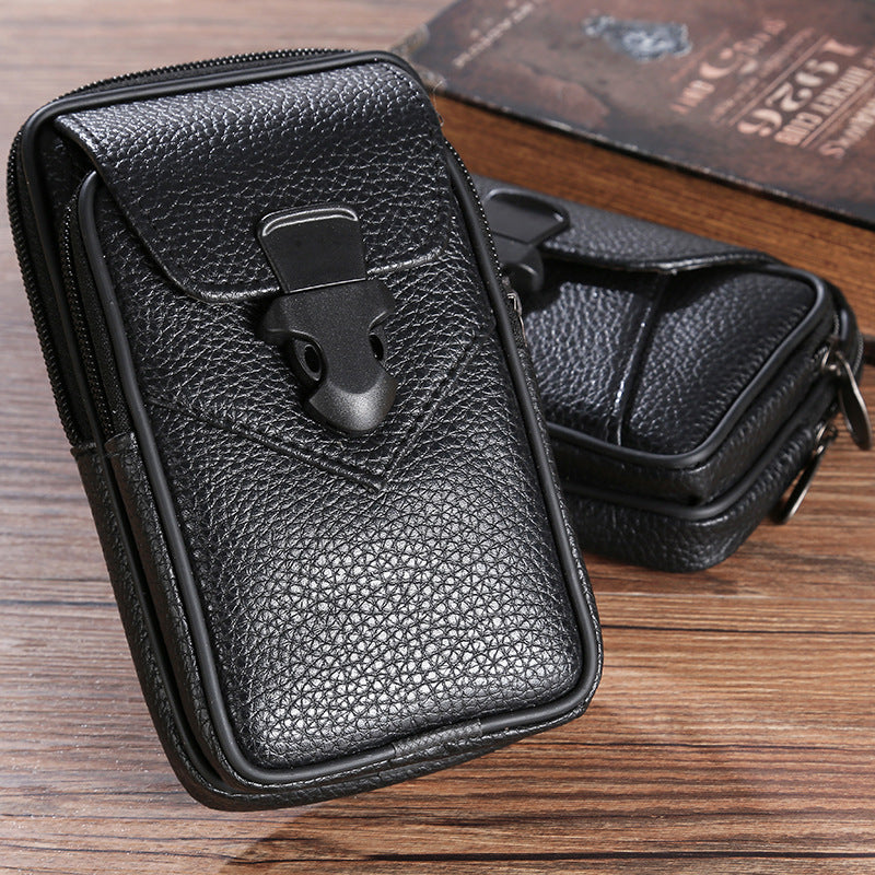 Men's Leather Fashion Cell Pannier Mobile Phone Bags