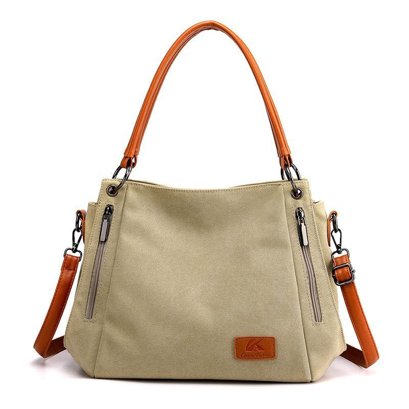 Women's Canvas Fashion Solid Color Large Capacity Crossbody Bags