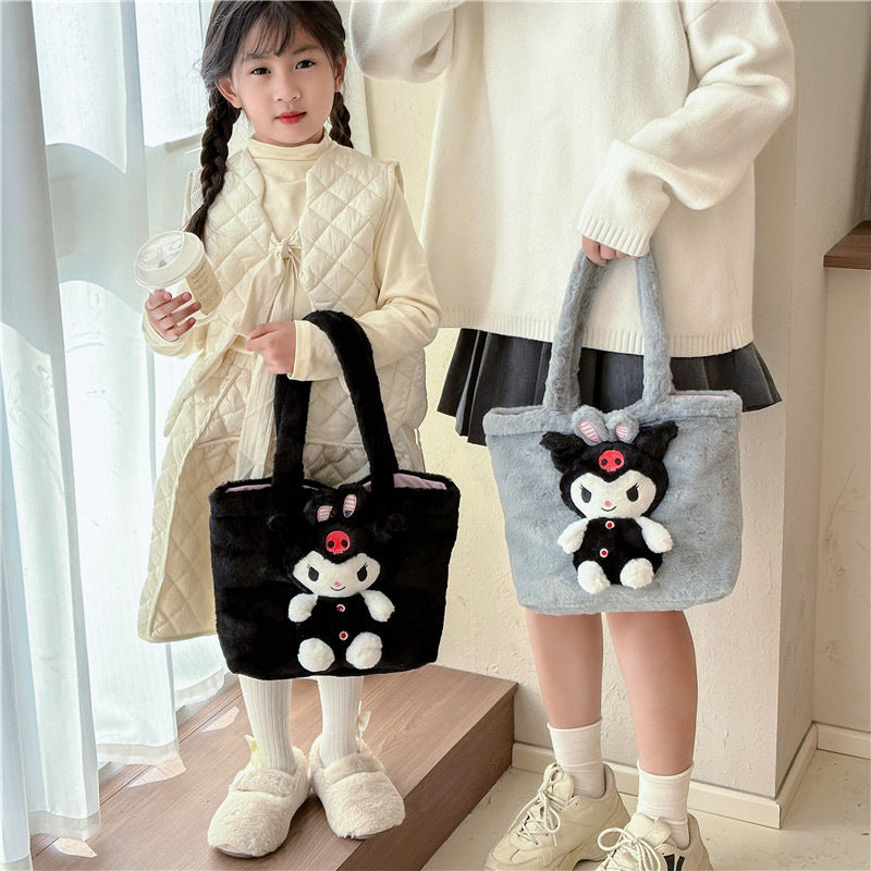 Winter Plush Cartoon Clow Hand Gift Bags