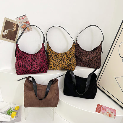 Women's Retro Trendy Large Capacity Fashion Leopard Shoulder Bags