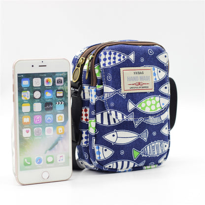 Women's Printed Canvas Large Capacity Fashion Full Phone Bags