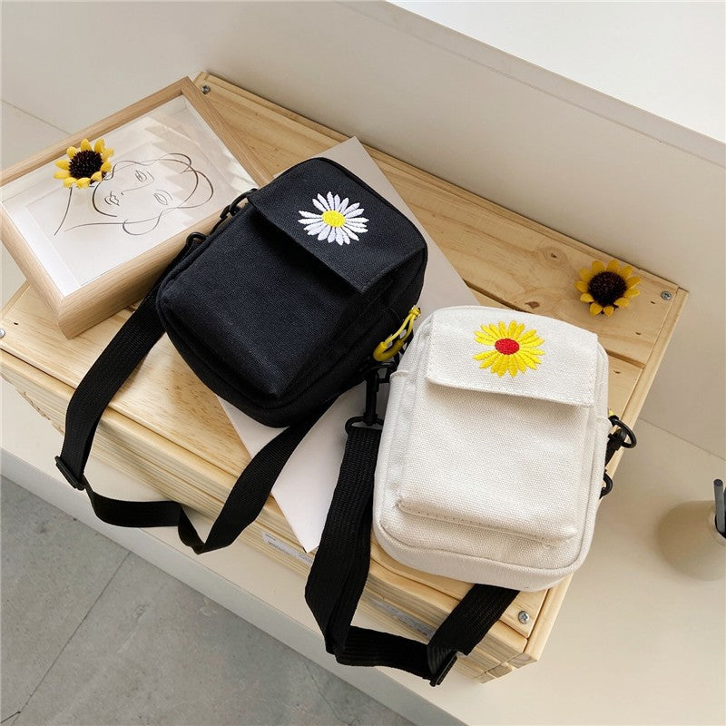 Petits sacs à bandoulière polyvalents en toile Little Daisy de style coréen pour femmes