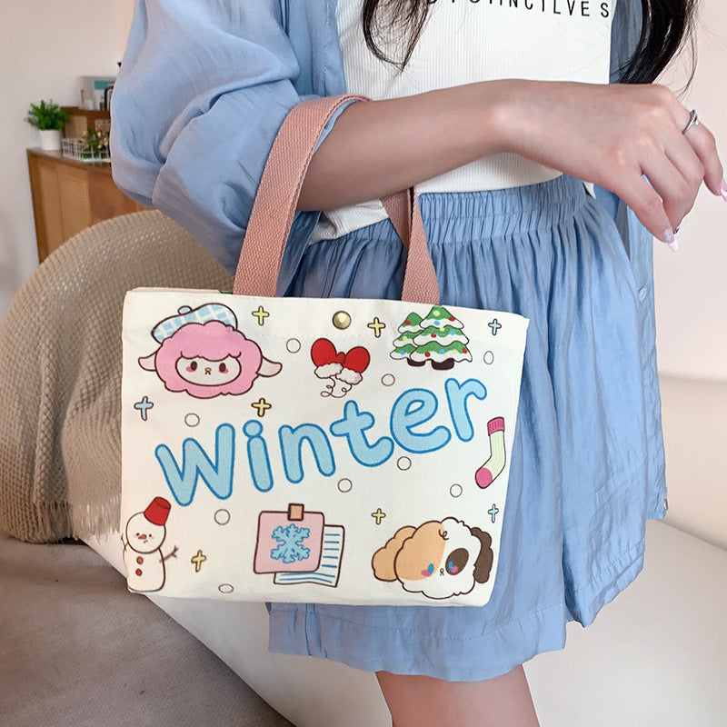 Canvas Female Hand Holding Cloth College Handbags