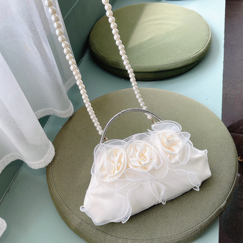 Women's Flower Banquet Vintage Pearl Hand Holding Shoulder Bags