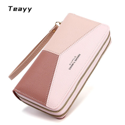 Women's Clutch Stitching Contrast Color Large Capacity Ladies Wallets