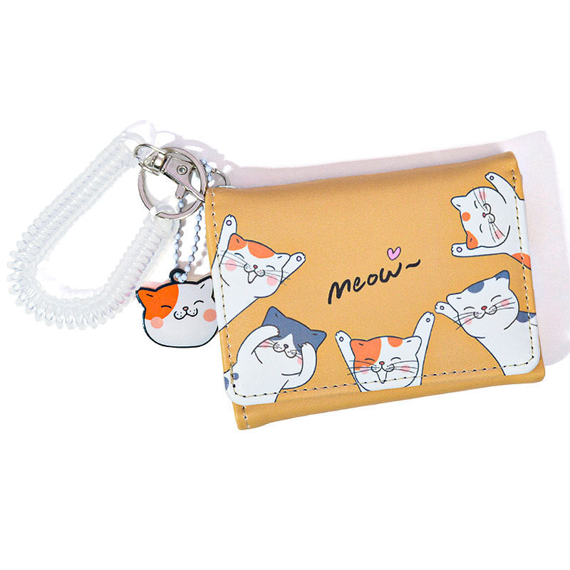 Cat Solid Color Simple Small Three Ladies Wallets