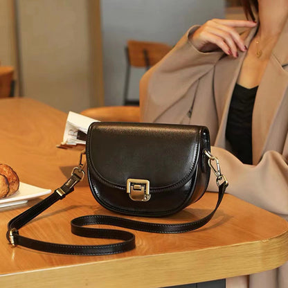 Women's Vintage Saddle Stylish Vegetable Tanned Leather Cow Crossbody Bags