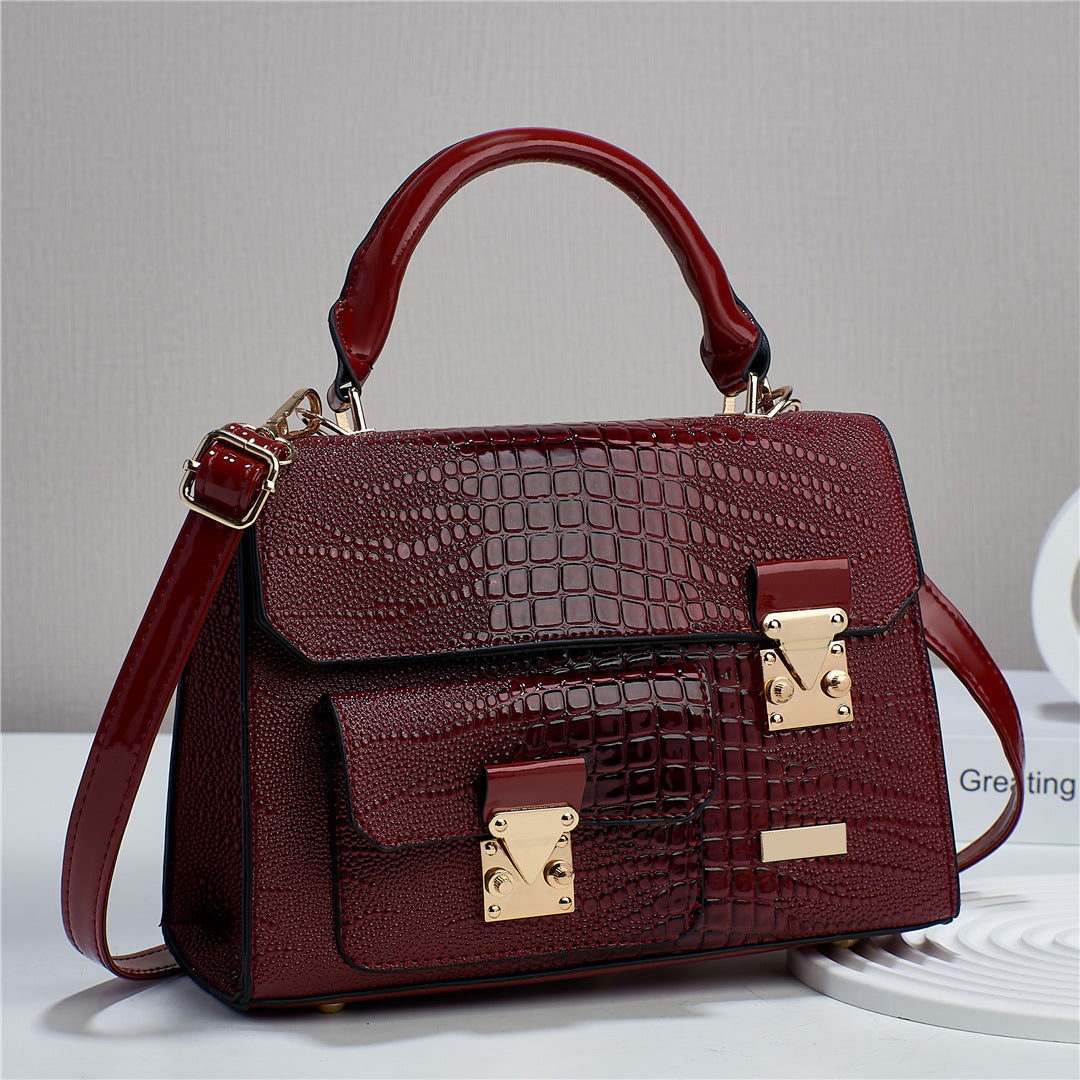 Women's Fashionable Korean Style Crocodile Pattern Simple Handbags