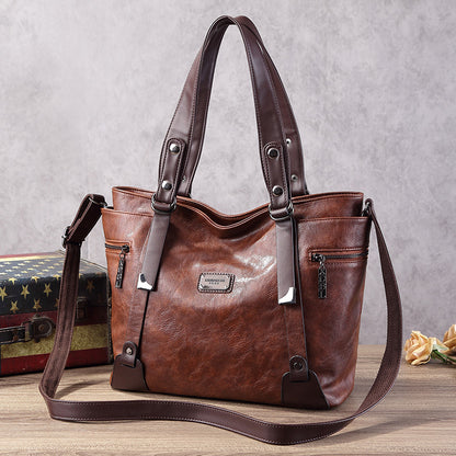 Women's Retro Plaid Portable Neutral Soft Large Shoulder Bags