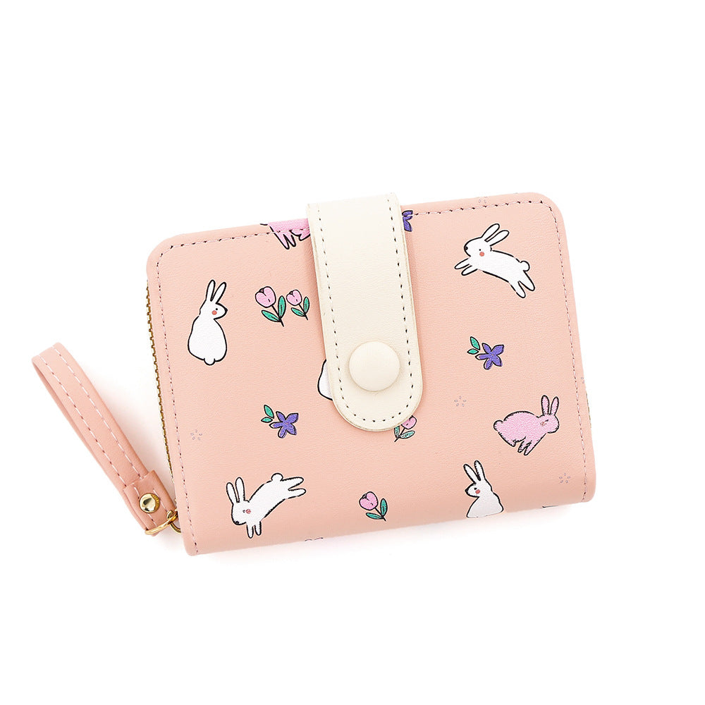 Style Fresh Cute Bunny Pattern Printing Large Capacity Ladies Wallets