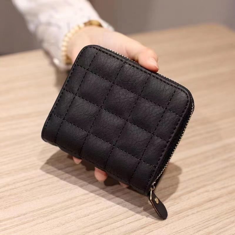 Women's Korean Simple Mini Plaid High Retro Ladies Wallets