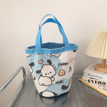 Large Capacity Cartoon Canvas Family Lunch Box Handbags