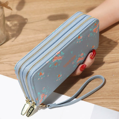 Women's Wild Double Zipper Korean Style Flower Ladies Wallets