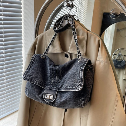 Women's Denim Fashion Large Capacity Chain High-grade Shoulder Bags