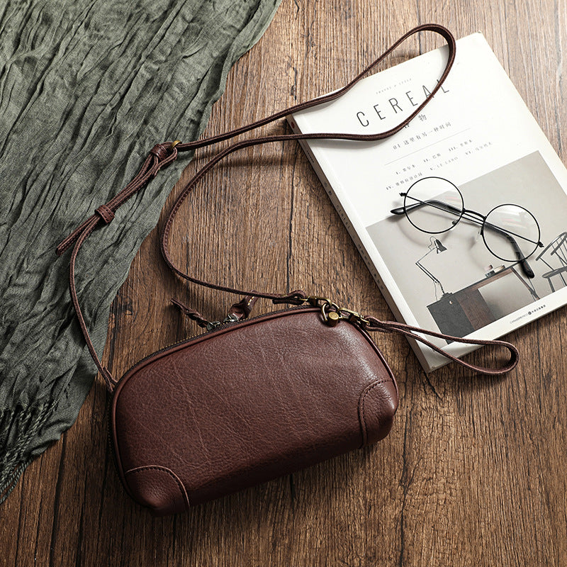 Women's Soft Leather Genuine Hand-held Retro Literary Crossbody Bags