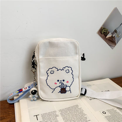 Women's Canvas Korean Style Sweet Mobile Simple Crossbody Bags