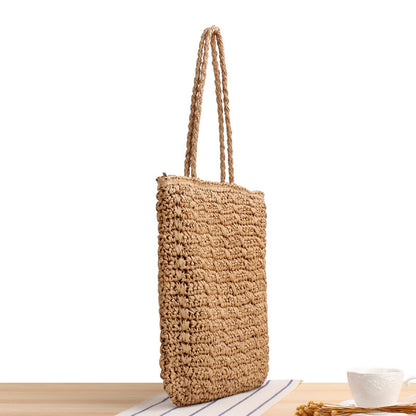 Straw Square Vertical Woven French Ethnic Shoulder Bags