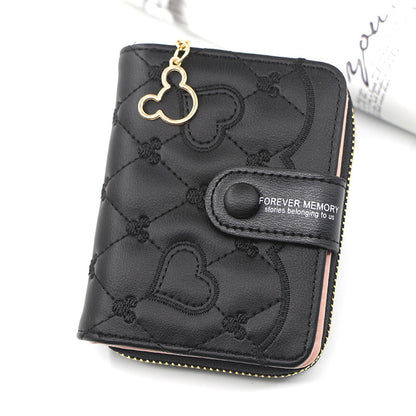 Women's Personalized Short Zipper Hasp Clutch Embroidered Ladies Wallets