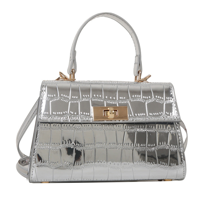 Women's Style Fashion Shiny Surface Crocodile Pattern Portable Handbags