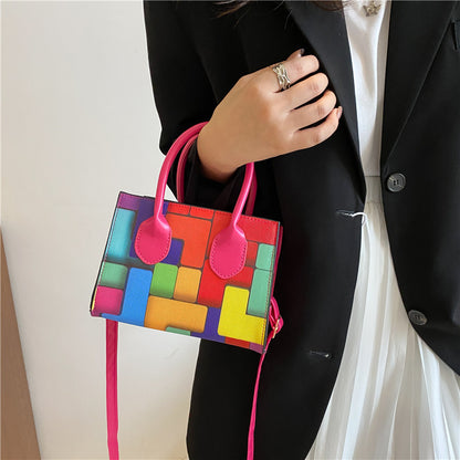 Color Contrast Patchwork Western Style Small Shoulder Bags