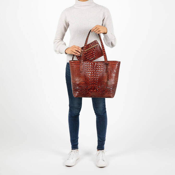 Sac à main fourre-tout pour femme motif crocodile rétro Brahmin