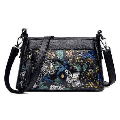 Women's Soft Leather Pouch Printed Mother-in-law Portable Crossbody Bags