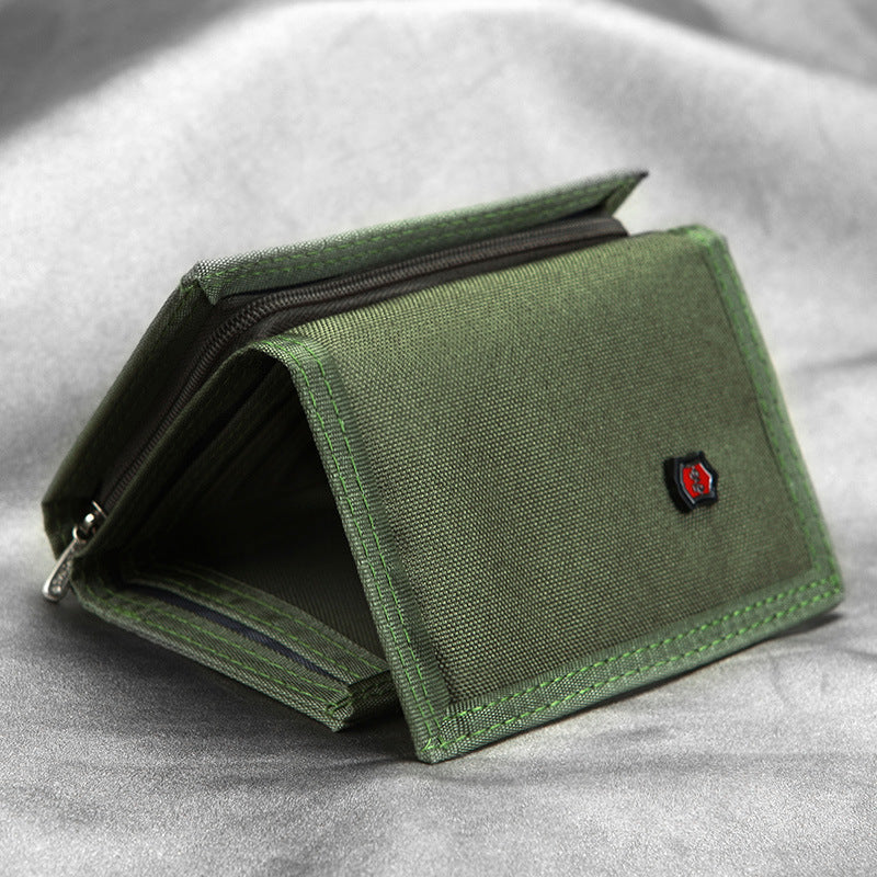 Fashion Retro Short Canvas Fabric Zipper Men's Wallets