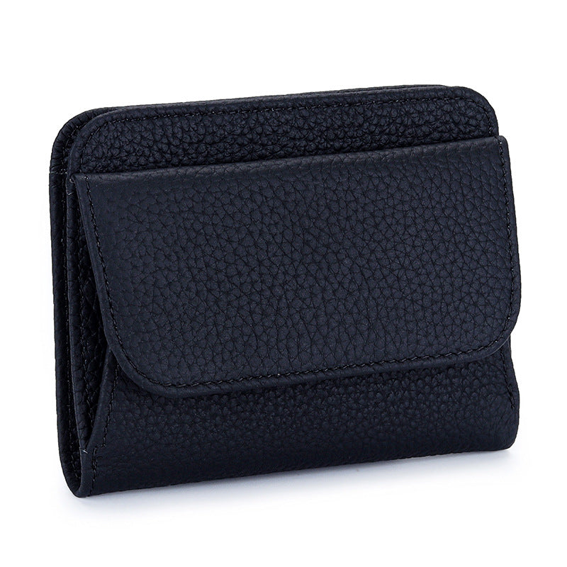 Women's Style Short Big Litchi Pattern Folding Ladies Wallets