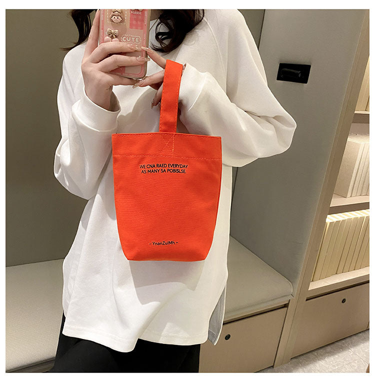 Solid Color Mini Portable Canvas Female Handbags