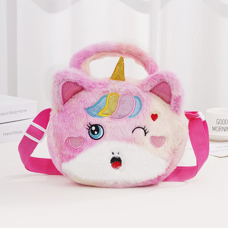 Sacs à bandoulière pour enfants en peluche avec motif de princesse et licorne mignonne