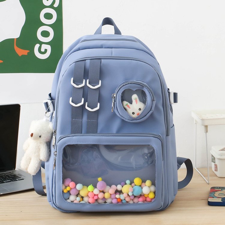 Women's Style High Transparent Bar Badge Cartoon Backpacks