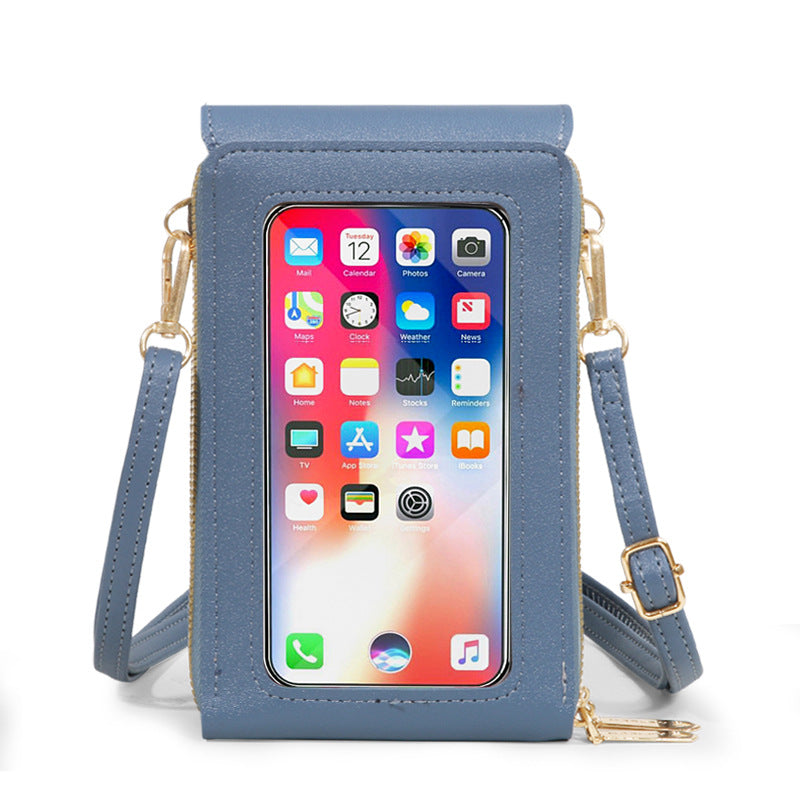 Women's Leather Touch Screen Mobile Retro Solid Phone Bags