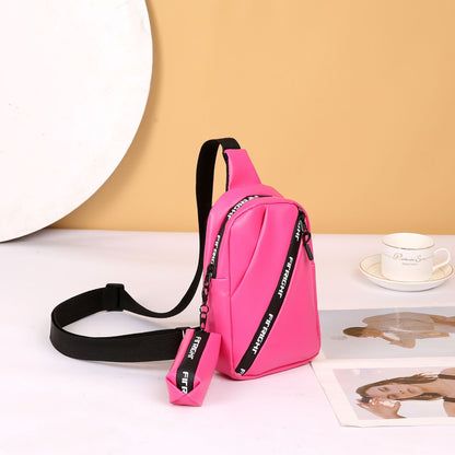 Women's Two-piece Style Letter Printing Stitching Mini Waist Packs