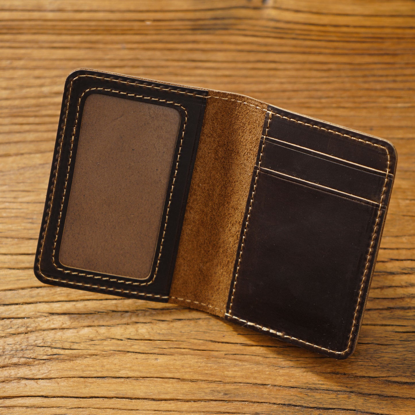 Porte-cartes rétro Crazy Horse en cuir pour homme