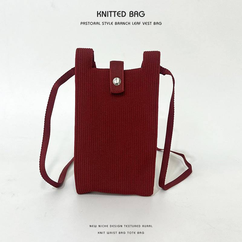 Classy Solid Color Niche Knitted Korean Phone Bags