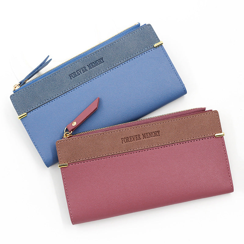 Women's Long Leather Patchwork Solid Color Fashion Ladies Wallets