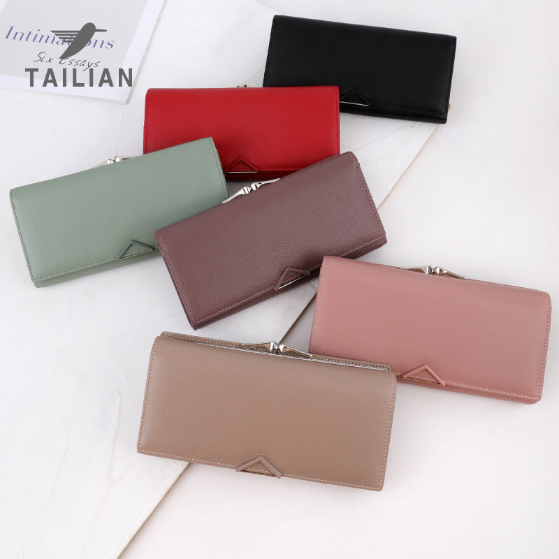 Women's Magnetic Snap Eastern European Dark Clutch Ladies Wallets